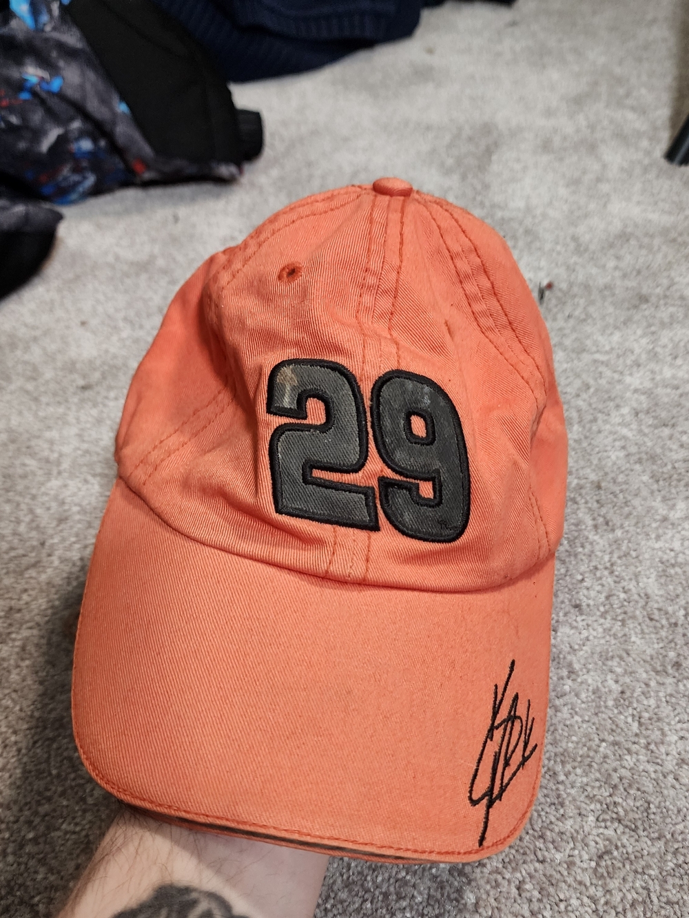 Nascar Orange Cap with Black '29' Patch